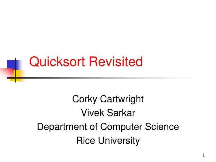 quicksort revisited