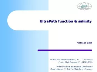 UltraPath functio n &amp; salinity