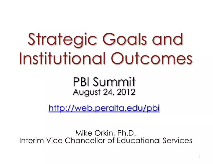 strategic goals and institutional outcomes