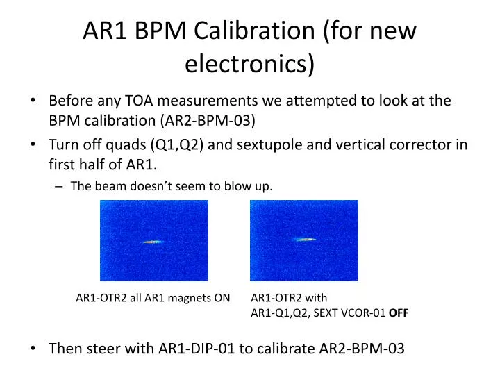 ar1 bpm calibration for new electronics