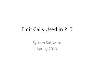 Emit Calls Used in PL0