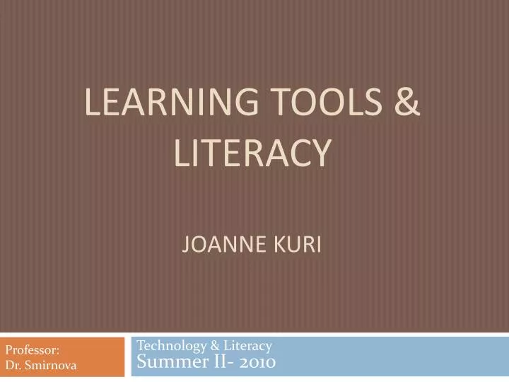 learning tools literacy joanne kuri