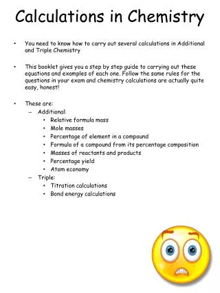 calculations in chemistry