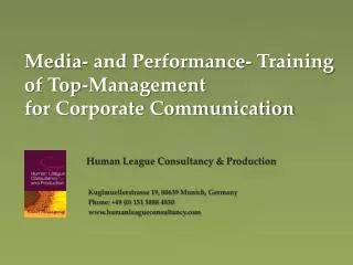 Media- and Performance- Training of Top-Management for Corporate Communication
