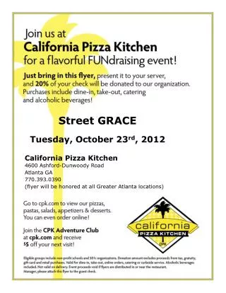 Street GRACE Tuesday, October 23 rd , 2012