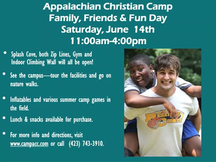 appalachian christian camp family friends fun day saturday june 14th 11 00am 4 00pm