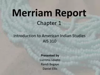 Merriam Report Chapter 1