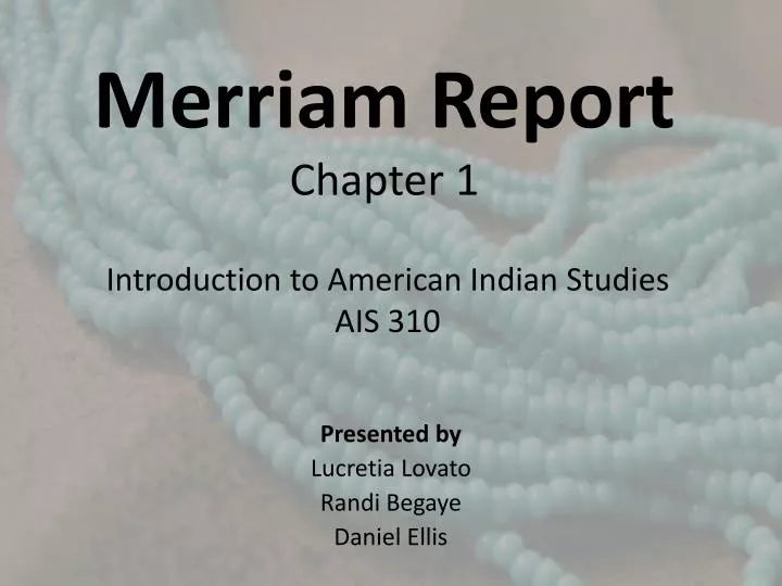 merriam report chapter 1