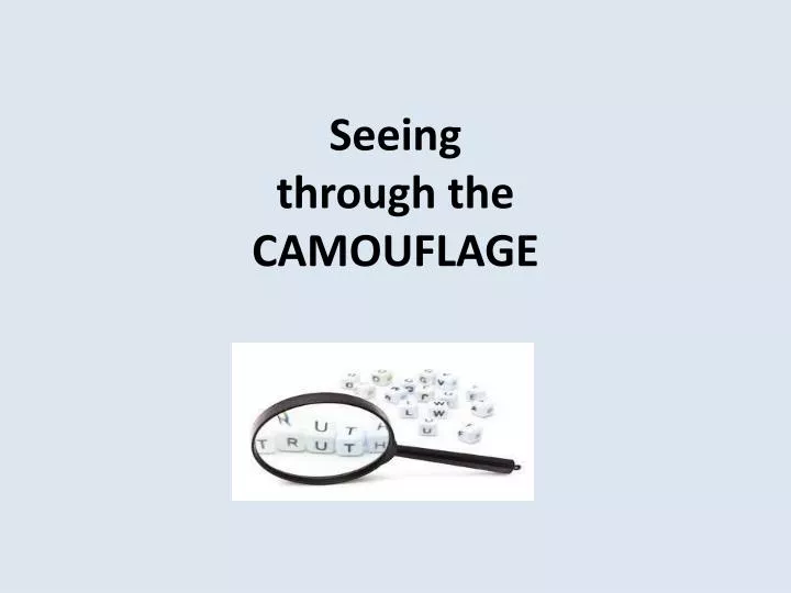 seeing through the camouflage