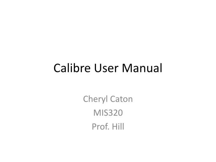 calibre user manual