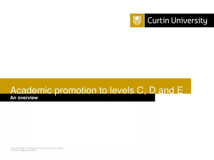 academic promotion to levels c d and e