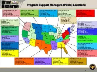 Program Support Managers (PSMs) Locations