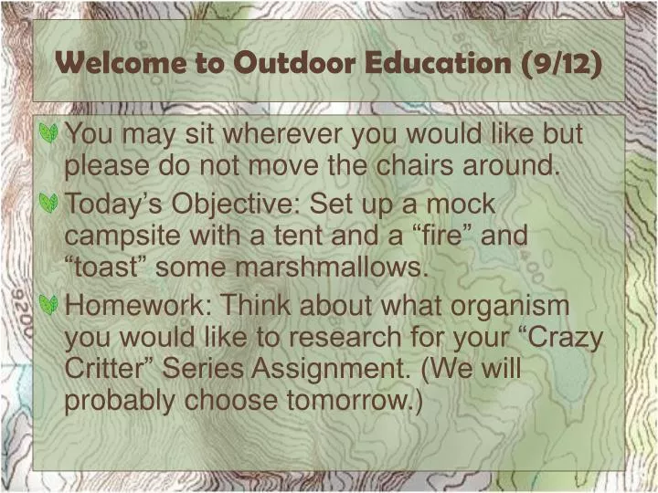 welcome to outdoor education 9 12