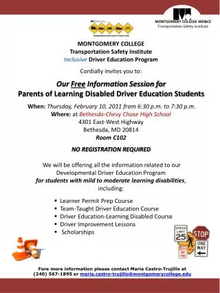 MONTGOMERY COLLEGE WD&amp;CE Transportation Safety Institute