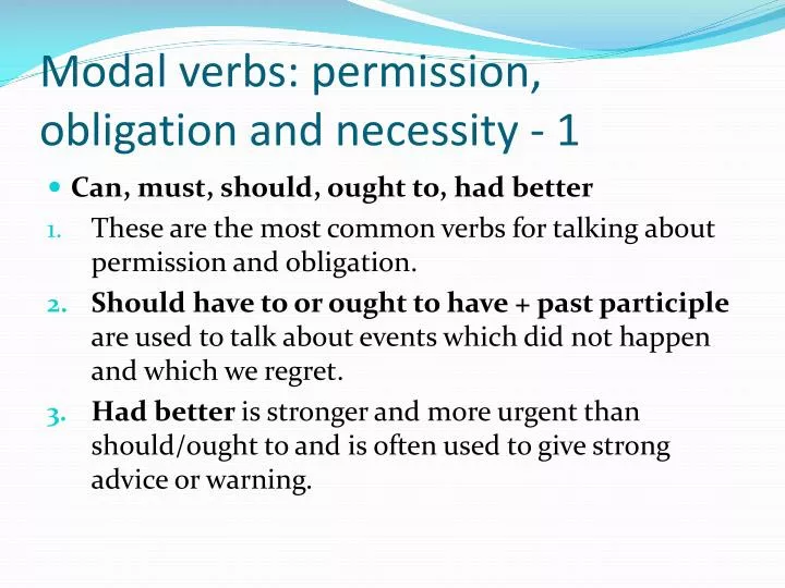 modal verbs permission obligation and necessity 1
