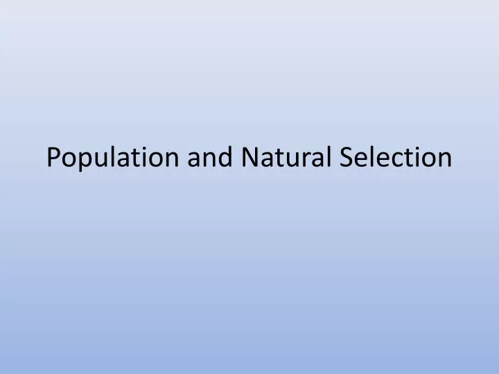 population and natural selection