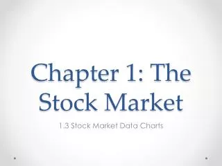 Chapter 1: The Stock Market