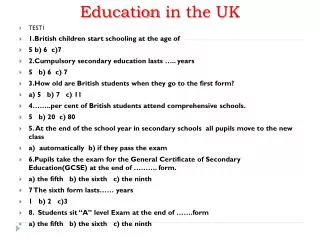 Education in the UK