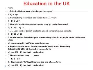 education in the uk