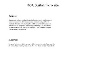 BOA Digital micro site