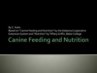 Canine Feeding and Nutrition