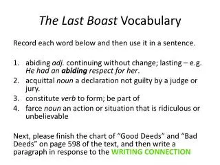 The Last Boast Vocabulary