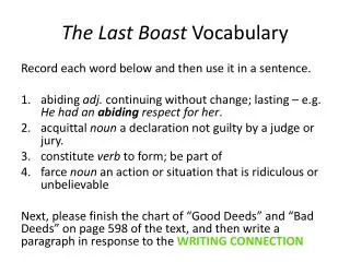 the last boast vocabulary