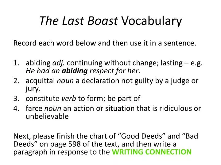 the last boast vocabulary