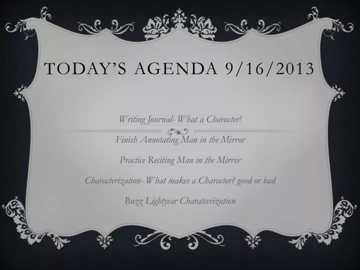 today s agenda 9 16 2013