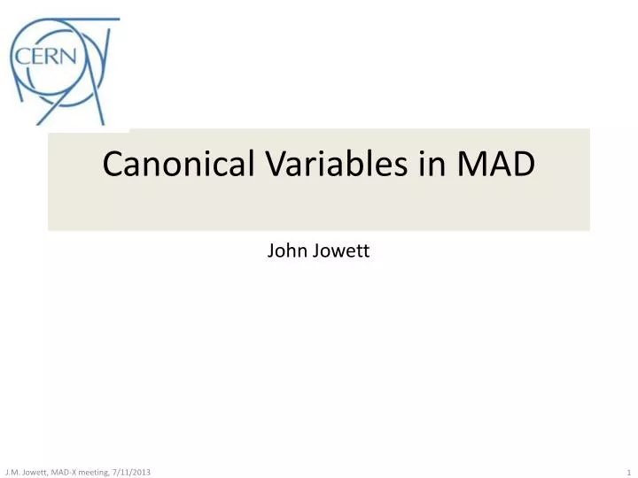 canonical variables in mad