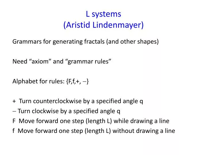 l systems aristid lindenmayer