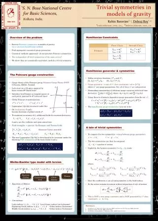 Trivial symmetries in models of gravity Rabin Banerjee *, 1 , Debraj Roy *, 2