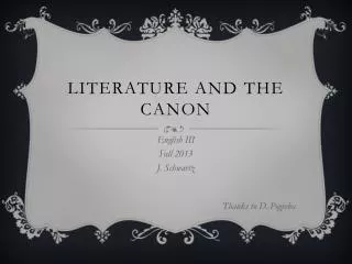 Literature and The canon