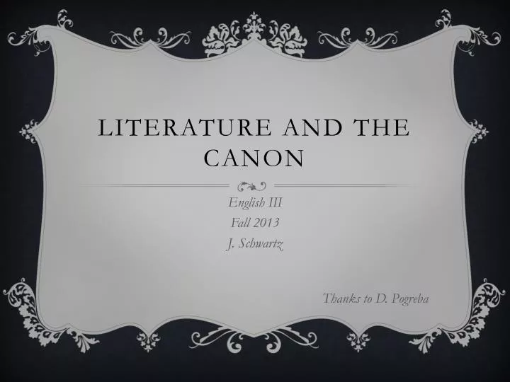 literature and the canon