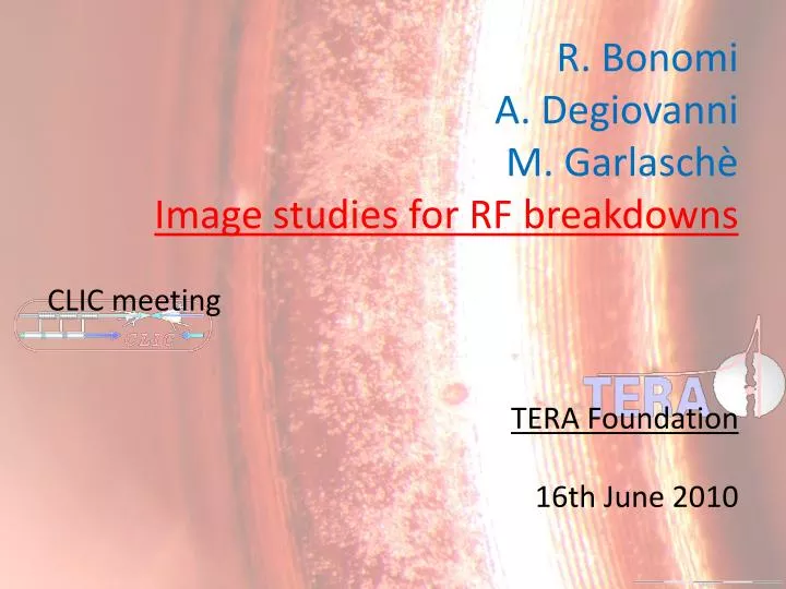 r bonomi a degiovanni m garlasch image studies for rf breakdowns