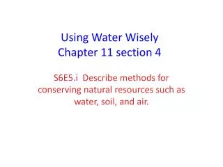 Using Water Wisely Chapter 11 section 4