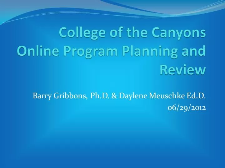 college of the canyons online program planning and review