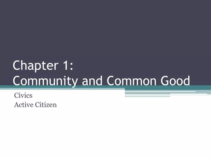 chapter 1 community and common good