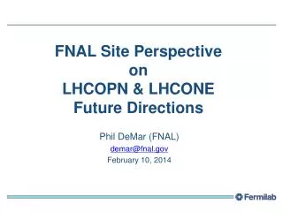 FNAL Site Perspective on LHCOPN &amp; LHCONE Future Directions