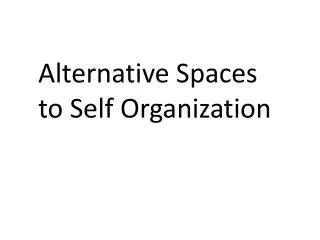Alternative Spaces to Self Organization