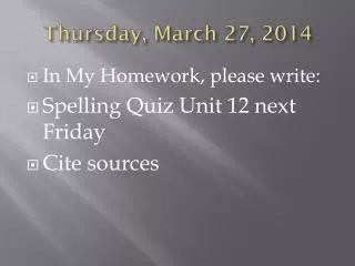 Thur sday , March 27, 2014