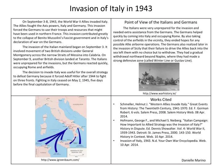 invasion of italy in 1943