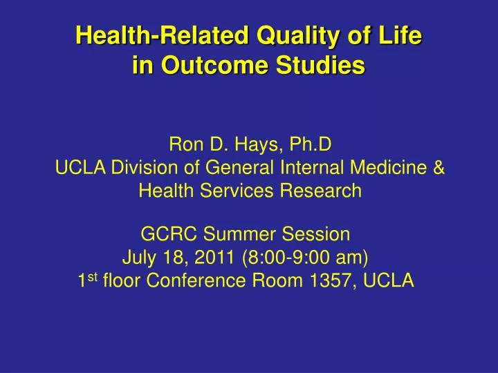 health related quality of life in outcome studies