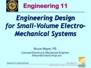 Bruce Mayer, PE Licensed Electrical &amp; Mechanical Engineer BMayer@ChabotCollege