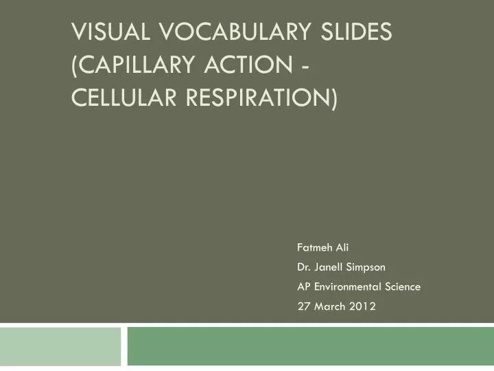 visual vocabulary slides capillary action cellular respiration