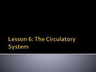 Lesson 6: The Circulatory System