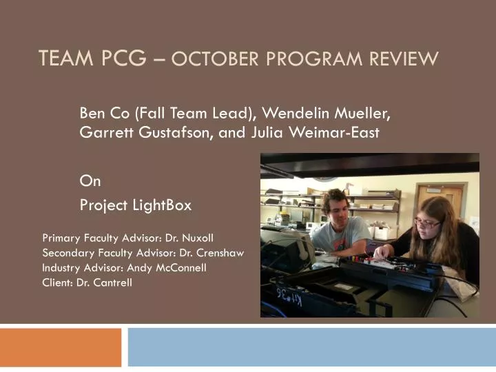 team pcg october program review