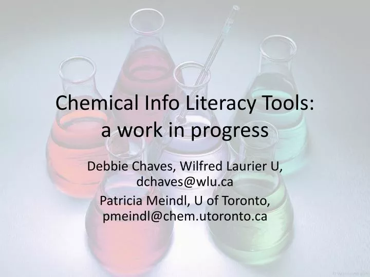 chemical info literacy tools a work in progress