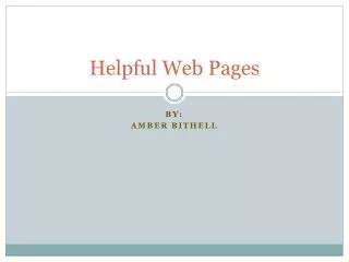 Helpful Web Pages