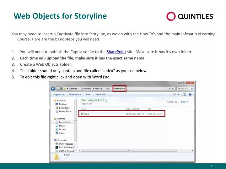 web objects for storyline